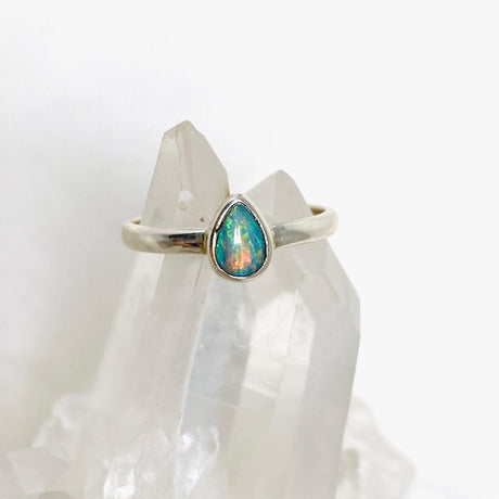 Australian Opal (Solid) Teardrop Ring Size 6.5 PRGJ338 - Nature's Magick