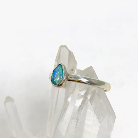 Australian Opal (Solid) Teardrop Ring Size 6.5 PRGJ338 - Nature's Magick