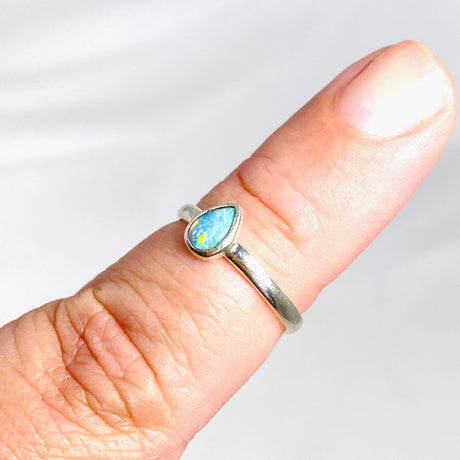 Australian Opal (Solid) Teardrop Ring Size 6.5 PRGJ338 - Nature's Magick