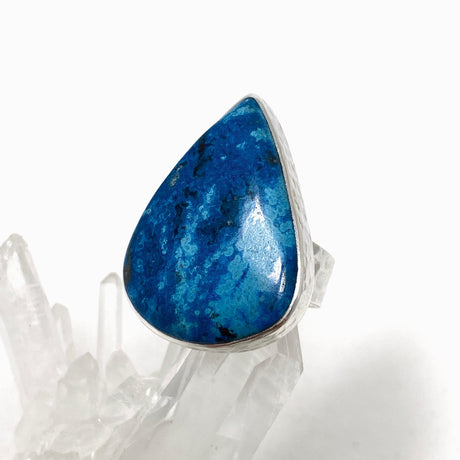 Azurite and Shattuckite Teardrop Ring with a Hammered Band Size 7 KRGJ3219 - Nature's Magick