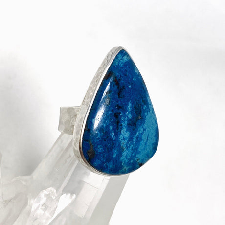 Azurite and Shattuckite Teardrop Ring with a Hammered Band Size 7 KRGJ3219 - Nature's Magick