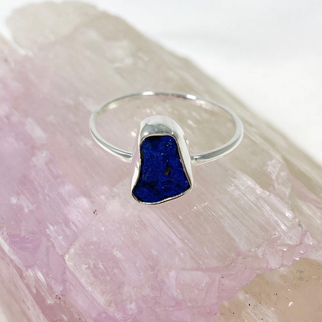 Azurite Raw Crystal Fine Band Ring R3701-AZ - Nature's Magick