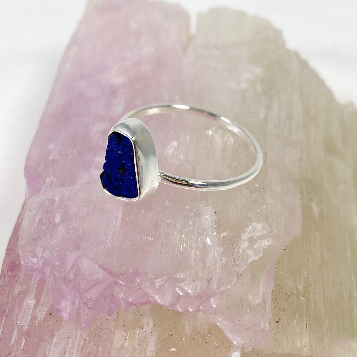 Azurite Raw Crystal Fine Band Ring R3701-AZ - Nature's Magick