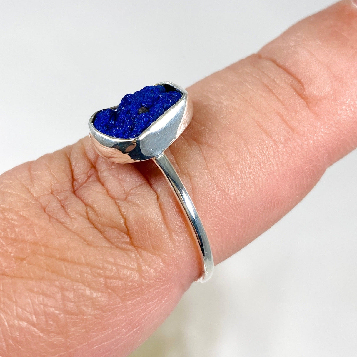 Azurite Raw Crystal Fine Band Ring R3701-AZ - Nature's Magick