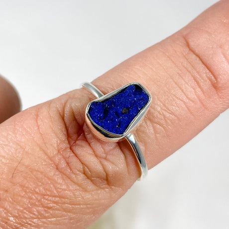 Azurite Raw Crystal Fine Band Ring R3701-AZ - Nature's Magick