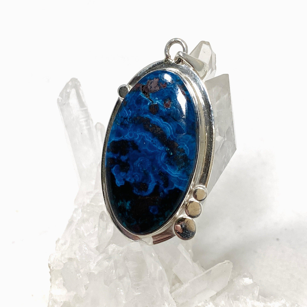 Azurite with Cuprite Oval Pendant in a Decorative Setting KPGJ4422 - Nature's Magick