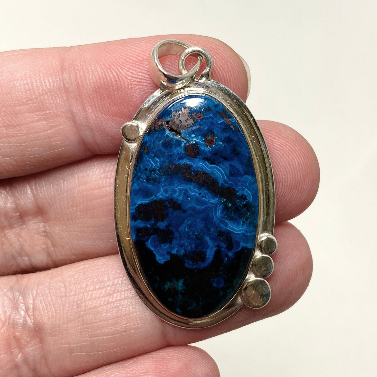 Azurite with Cuprite Oval Pendant in a Decorative Setting KPGJ4422 - Nature's Magick