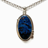 Azurite with Cuprite Oval Pendant in a Decorative Setting KPGJ4422 - Nature's Magick