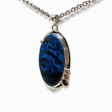 Azurite with Cuprite Oval Pendant in a Decorative Setting KPGJ4422 - Nature's Magick