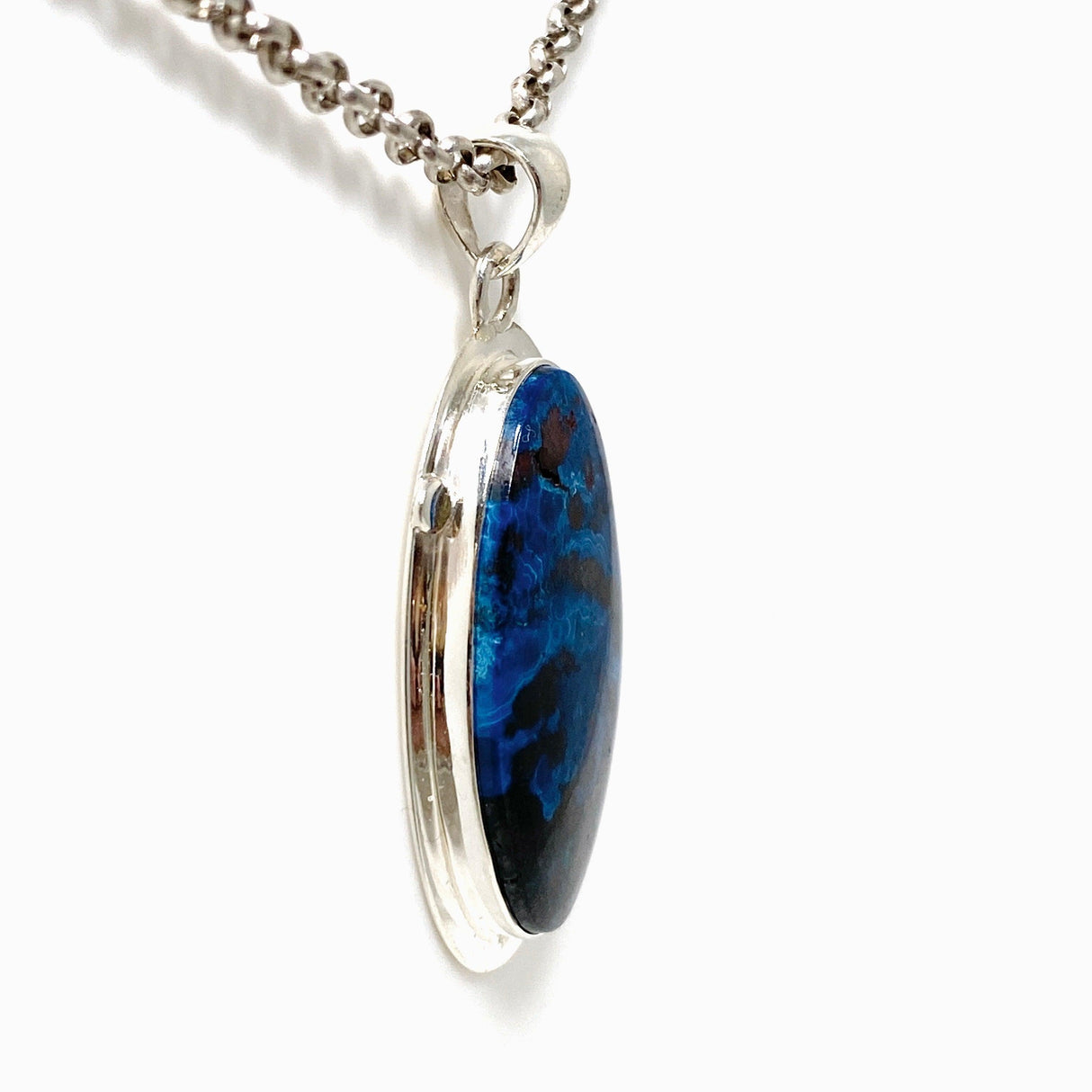 Azurite with Cuprite Oval Pendant in a Decorative Setting KPGJ4422 - Nature's Magick