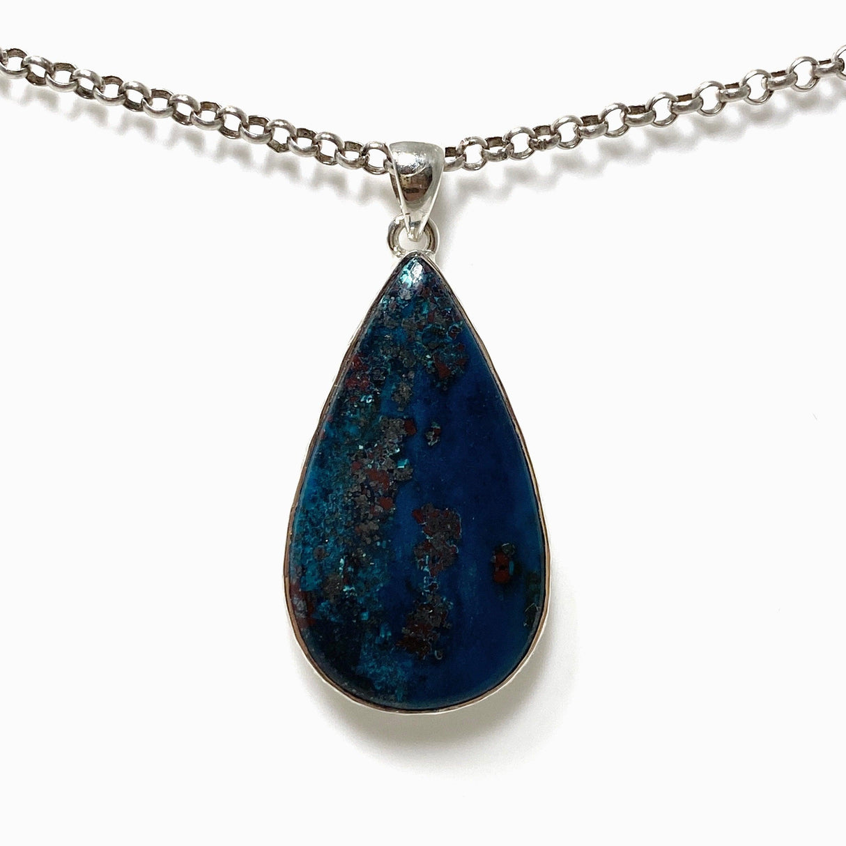 Azurite with Hematite and Cuprite Teardrop Pendant KPGJ4432 - Nature's Magick