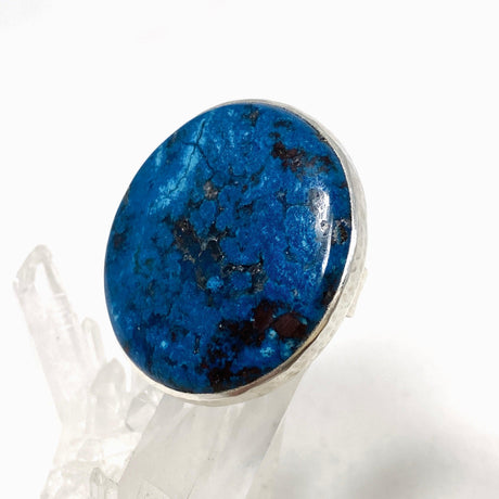 Azurite with Shattuckite and Cuprite Round Ring with a Hammered Band Size 10 KRGJ3234 - Nature's Magick