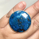 Azurite with Shattuckite and Cuprite Round Ring with a Hammered Band Size 10 KRGJ3234 - Nature's Magick