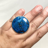 Azurite with Shattuckite and Cuprite Round Ring with a Hammered Band Size 10 KRGJ3234 - Nature's Magick