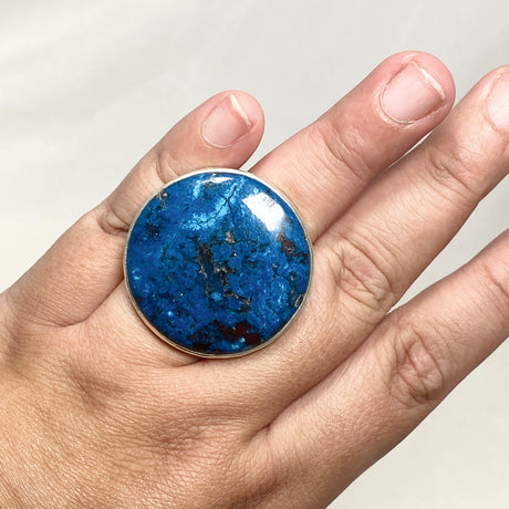 Azurite with Shattuckite and Cuprite Round Ring with a Hammered Band Size 10 KRGJ3234 - Nature's Magick