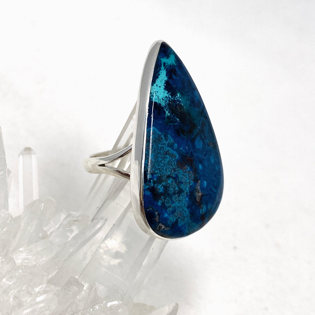 Azurite with Shattuckite and Cuprite Teardrop Split Band Ring Size 11 KRGJ3221 - Nature's Magick