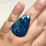 Azurite with Shattuckite and Cuprite Teardrop Split Band Ring Size 11 KRGJ3221 - Nature's Magick