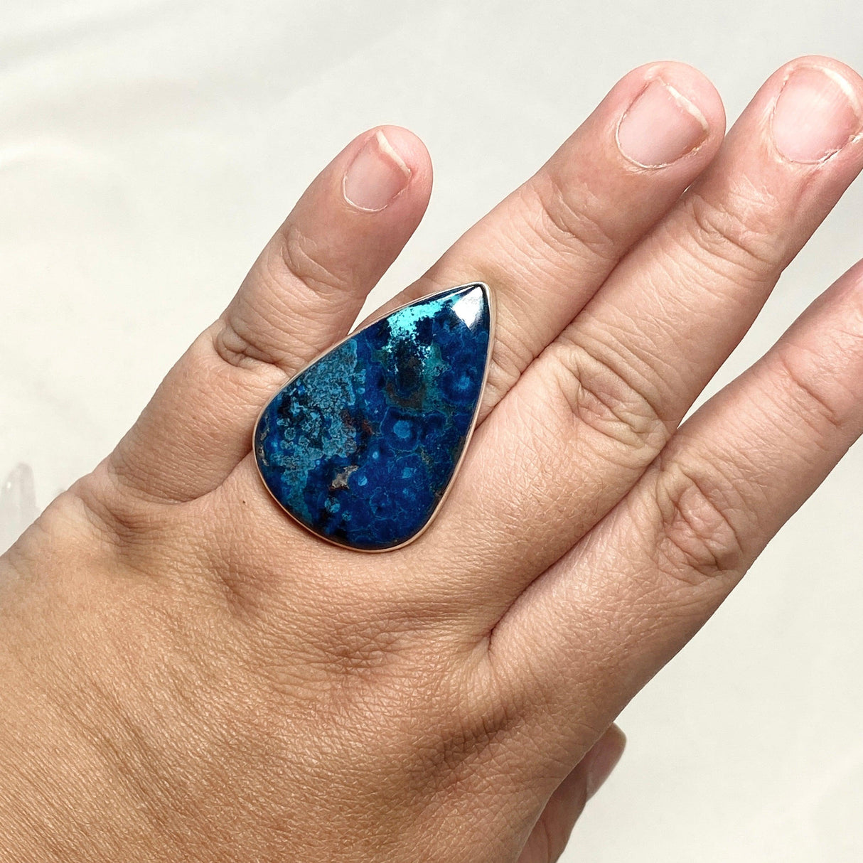 Azurite with Shattuckite and Cuprite Teardrop Split Band Ring Size 11 KRGJ3221 - Nature's Magick