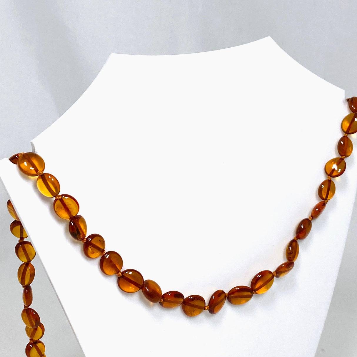 Baltic Amber cognac oval beaded necklace AMB276 - Nature's Magick