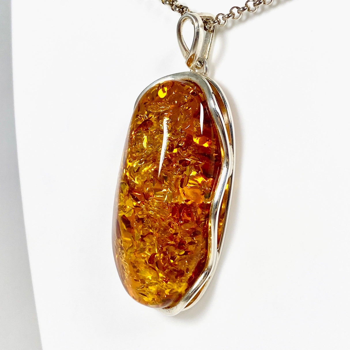 Baltic Amber honey cognac large oval pendant AMB143 - Nature's Magick