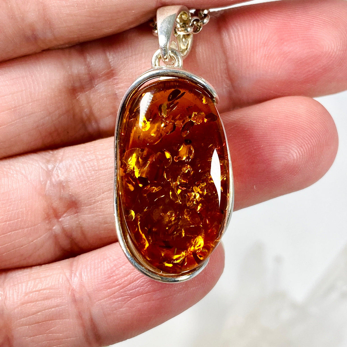 Baltic Amber honey cognac oval pendant AMB144 - Nature's Magick