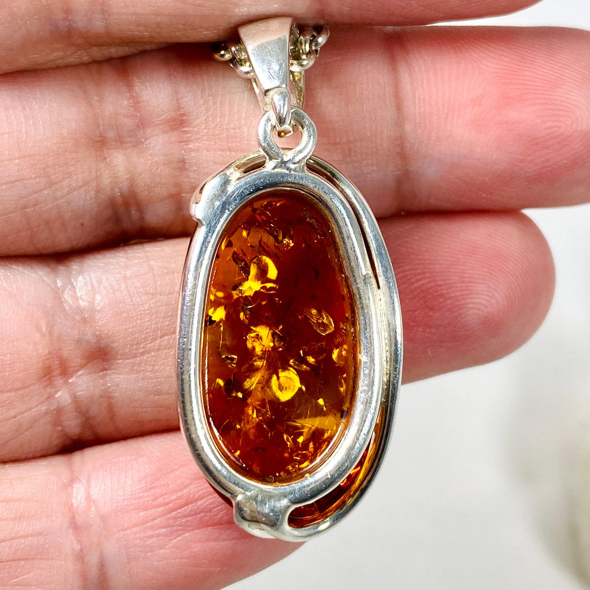 Baltic Amber honey cognac oval pendant AMB144 - Nature's Magick