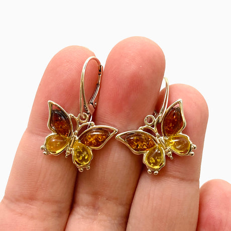 Baltic Amber Mixed Multi-stone Butterfly Earrings AMB303