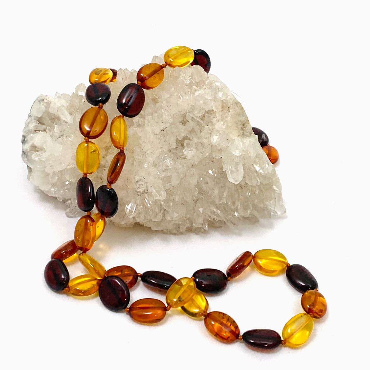 Baltic Amber Mixed Oval Beaded necklace AMB309