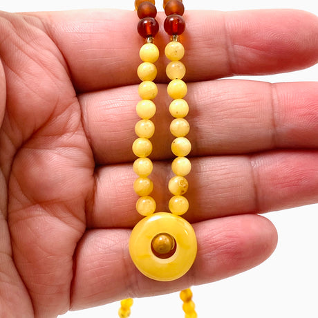 Baltic Amber Mixed Round Beaded necklace with Feature Bead AMB310