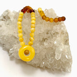 Baltic Amber Mixed Round Beaded necklace with Feature Bead AMB310