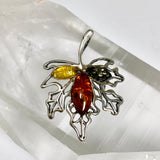 Baltic Amber Multi-coloured Leaf Brooch/Pendant AMB365