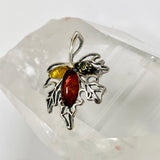 Baltic Amber Multi-coloured Leaf Brooch/Pendant AMB365