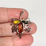 Baltic Amber Multi-coloured Leaf Brooch/Pendant AMB365
