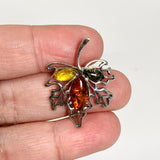 Baltic Amber Multi-coloured Leaf Brooch/Pendant AMB365