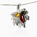Baltic Amber Multi-coloured Leaf Brooch/Pendant AMB365