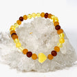 Baltic Amber multi stone 4mm beaded bracelet with heart AMB189 - Nature's Magick