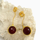 Baltic Amber Round Double Sided 18K Gold Plated Earrings with CZ accents AMB288