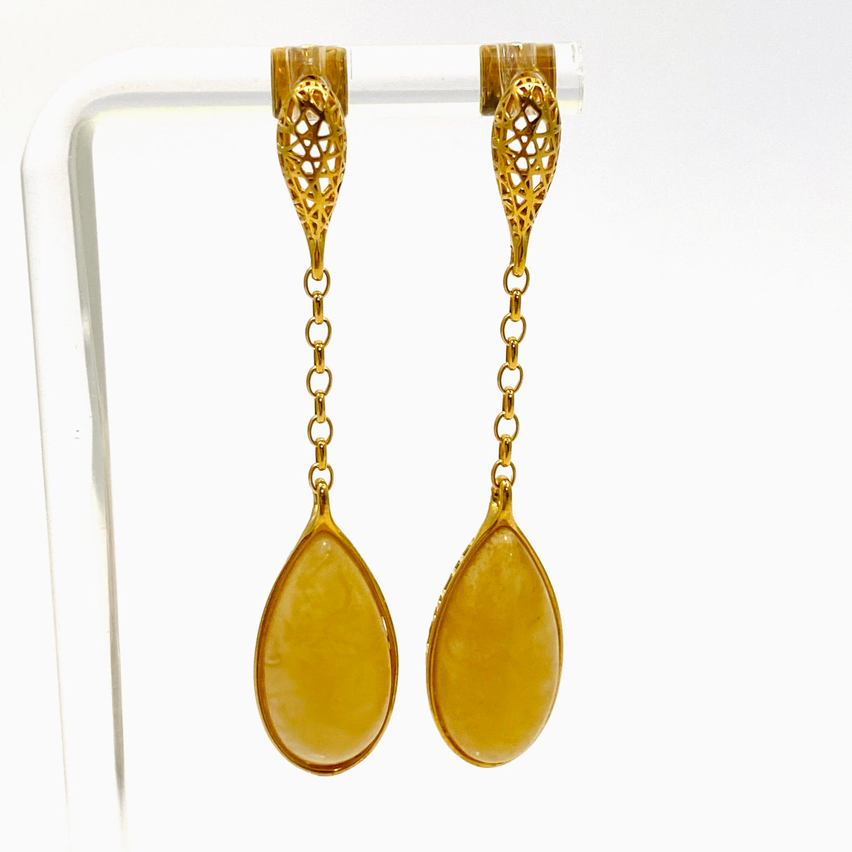 Baltic Butter Amber Gold Plated Earrings AMB279