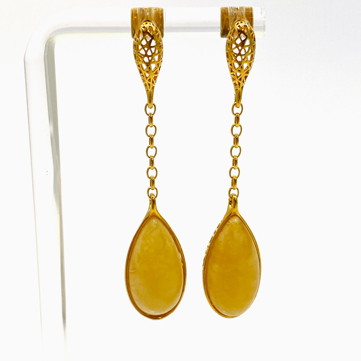 Baltic Butter Amber Gold Plated Earrings AMB279