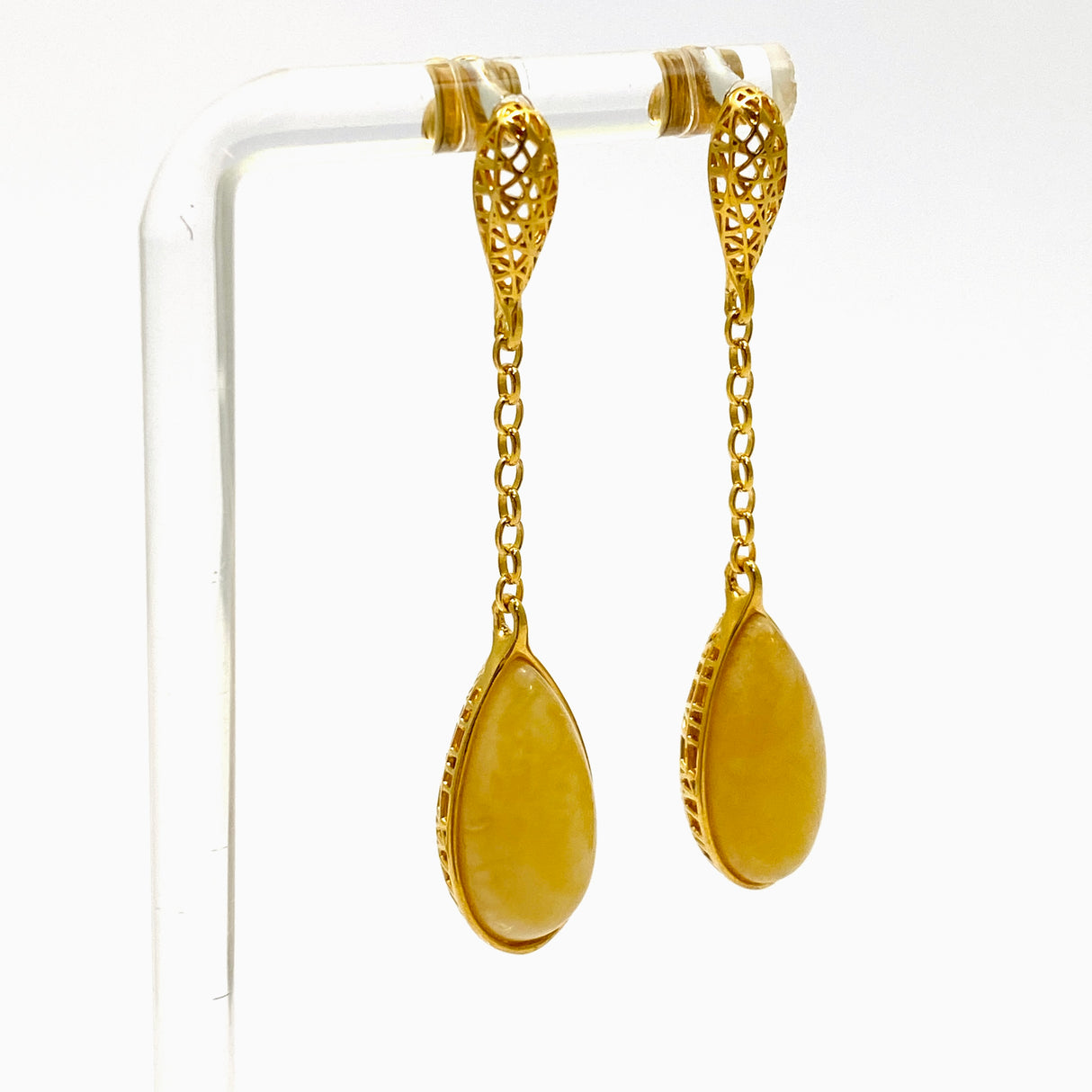 Baltic Butter Amber Gold Plated Earrings AMB279