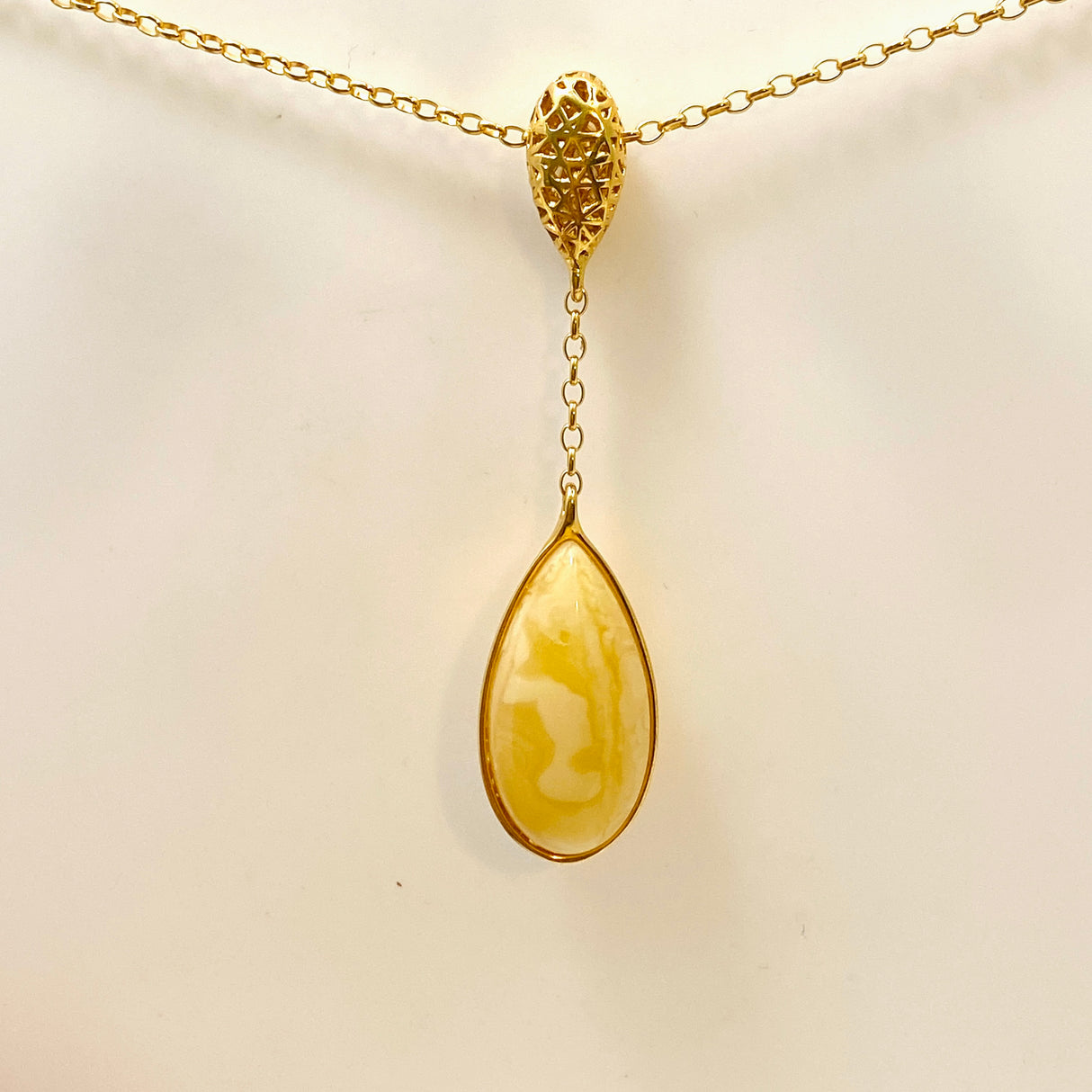 Baltic Butter Amber 18k Gold Plated Necklace AMB277