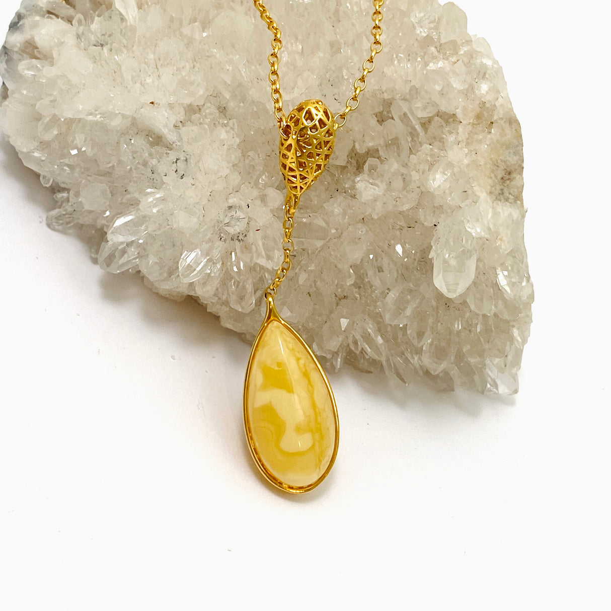 Baltic Butter Amber 18k Gold Plated Necklace AMB277