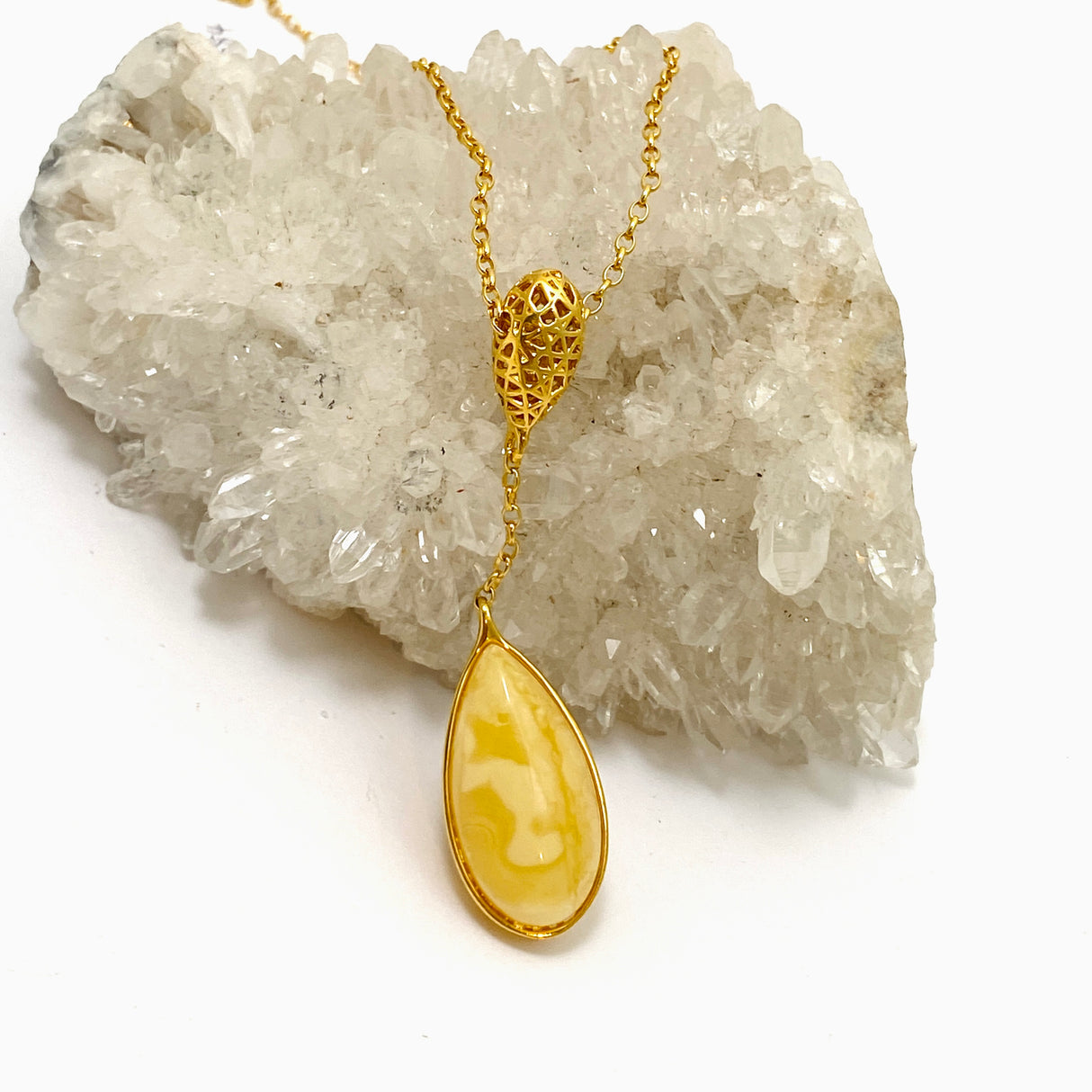 Baltic Butter Amber 18k Gold Plated Necklace AMB277