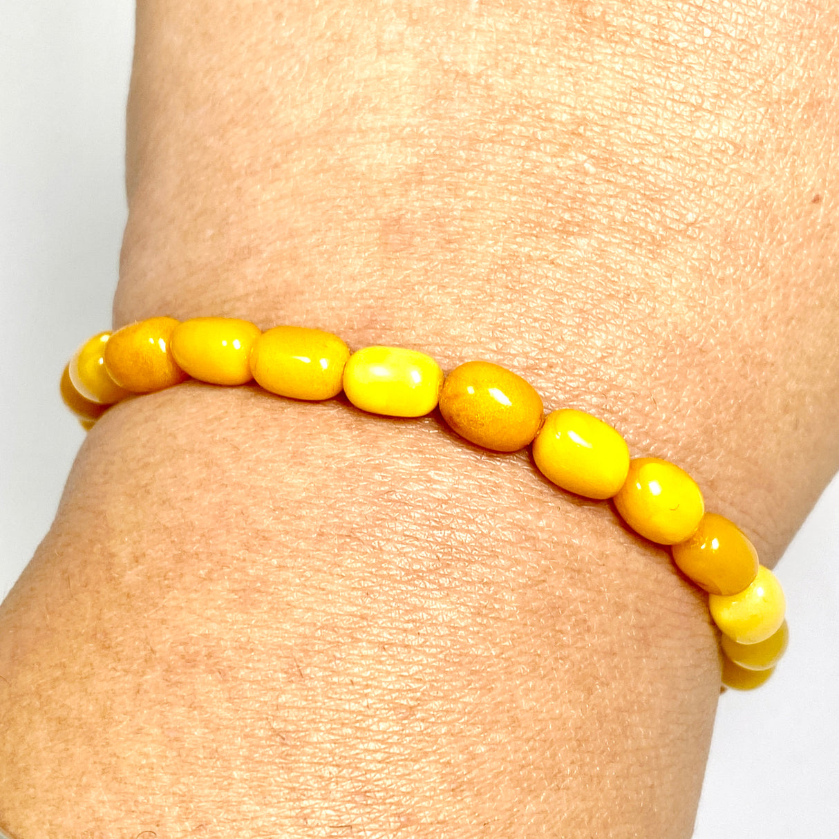Baltic Butter Amber Oval Beaded Bracelet AMB331