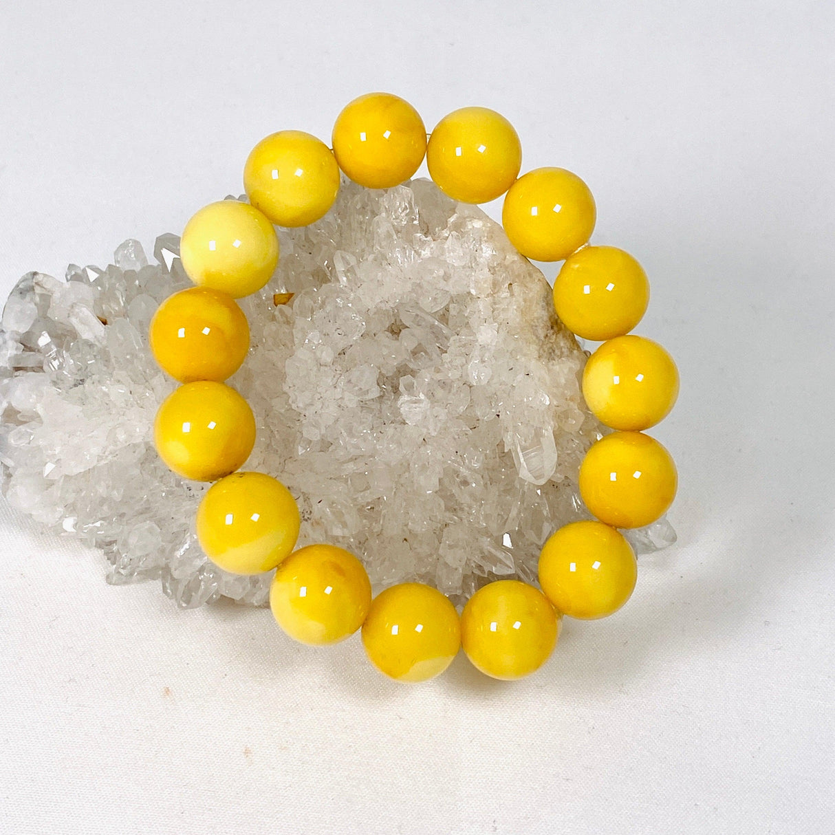 Baltic Butter Amber round beaded 12mm bracelet AMB243 - Nature's Magick