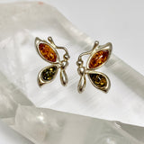 Baltic Amber Butterfly Multi-stone Stud Earrings AMB316