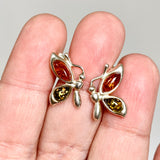 Baltic Amber Butterfly Multi-stone Stud Earrings AMB316