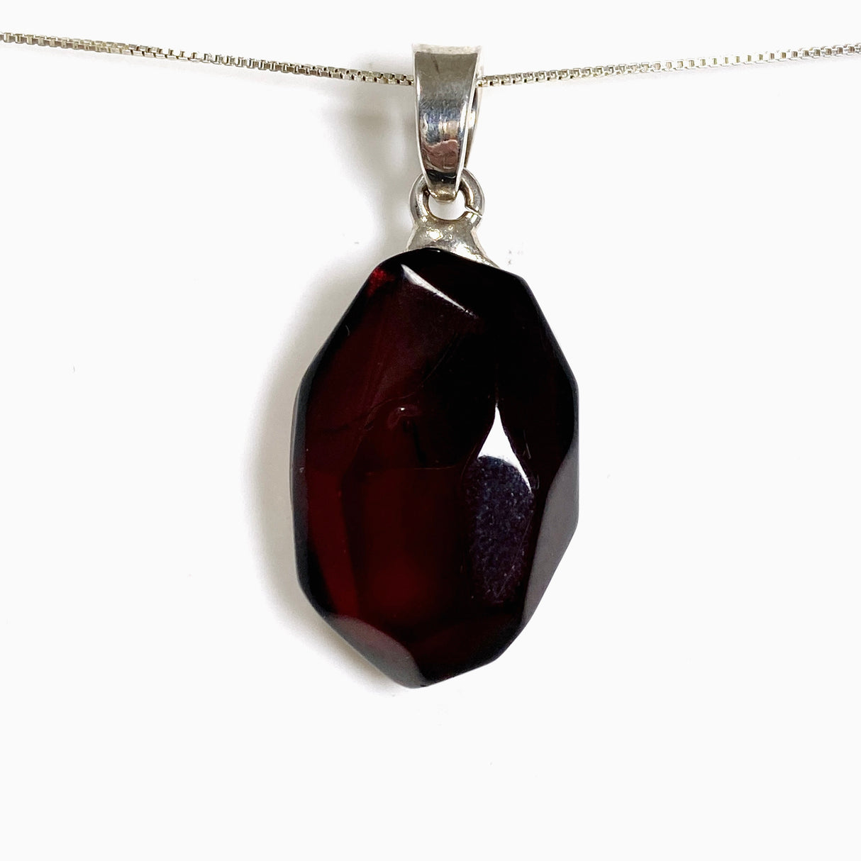 Baltic Cherry Amber Faceted Freeform Pendant AMB359