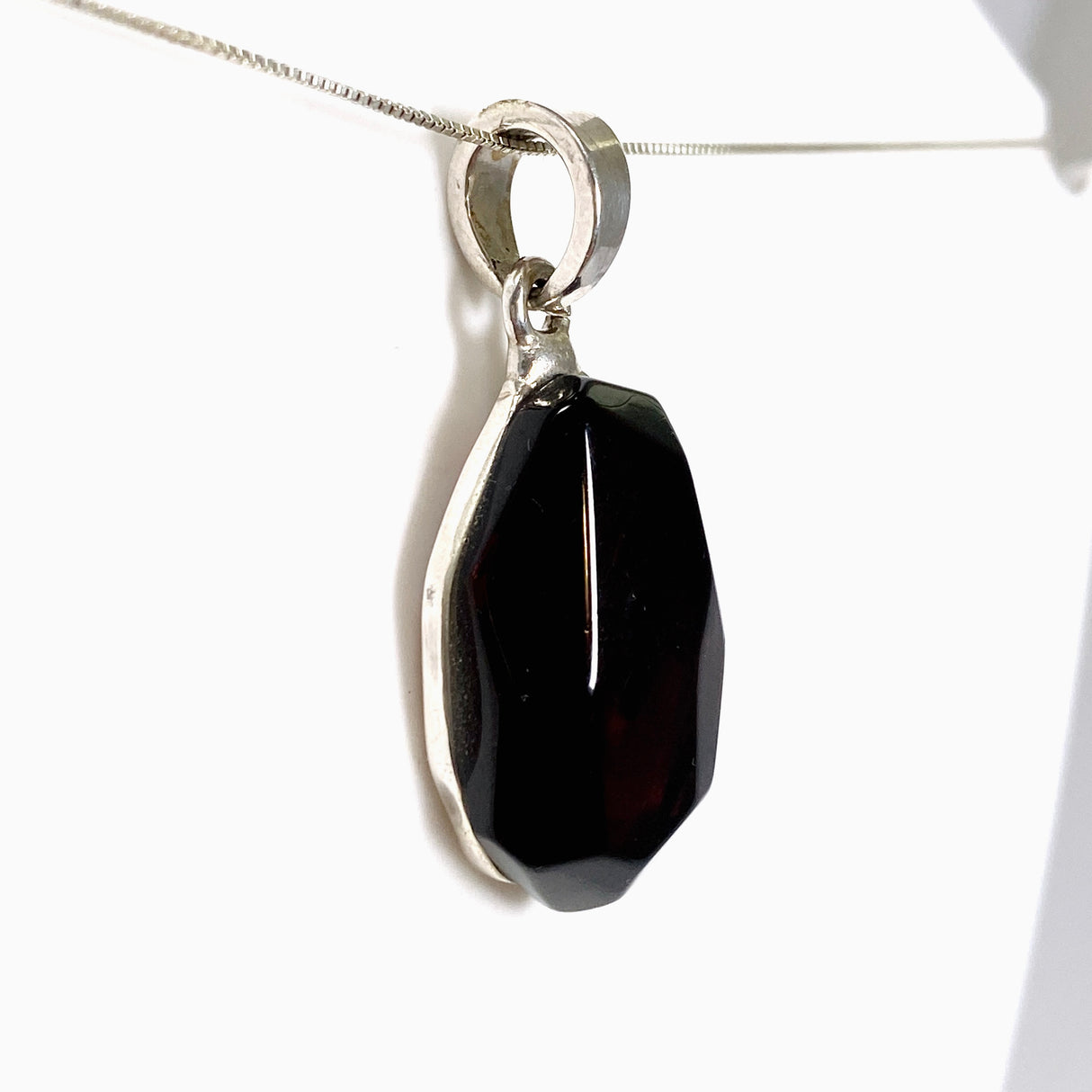 Baltic Cherry Amber Faceted Freeform Pendant AMB359