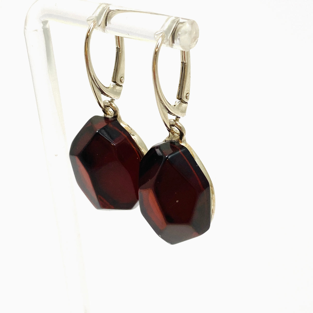 Baltic Cherry Amber Freeform Faceted Earrings AMB298